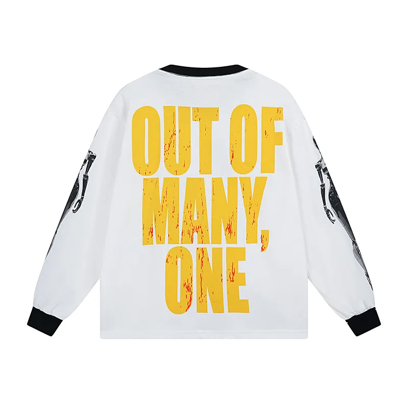 3096# P140 Real shot of Godspeed American fashion rock street pure cotton loose bottoming long-sleeved T-shirt long T-shirt Fabric: 270g 32 count fine cotton double yarn pure cotton Color: off-white apricot Code number: S M L XL