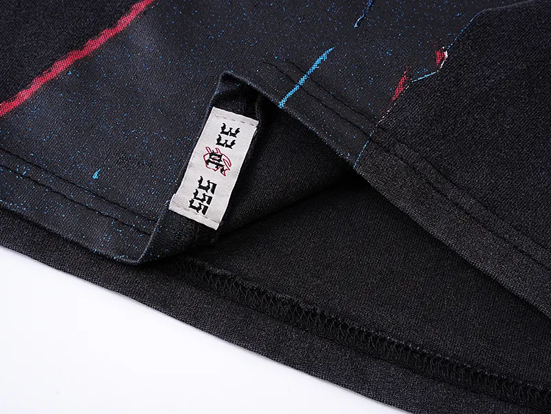 1028# P126 Washed Black Real Shot Godspeed American Fashion Rock Street Retro Washed Distressed Printed Pure Cotton Short Sleeves Fabric: 250g 32 Count Fine Cotton Double Yarn Pure Cotton Color: Washed Black Size: S M L XL