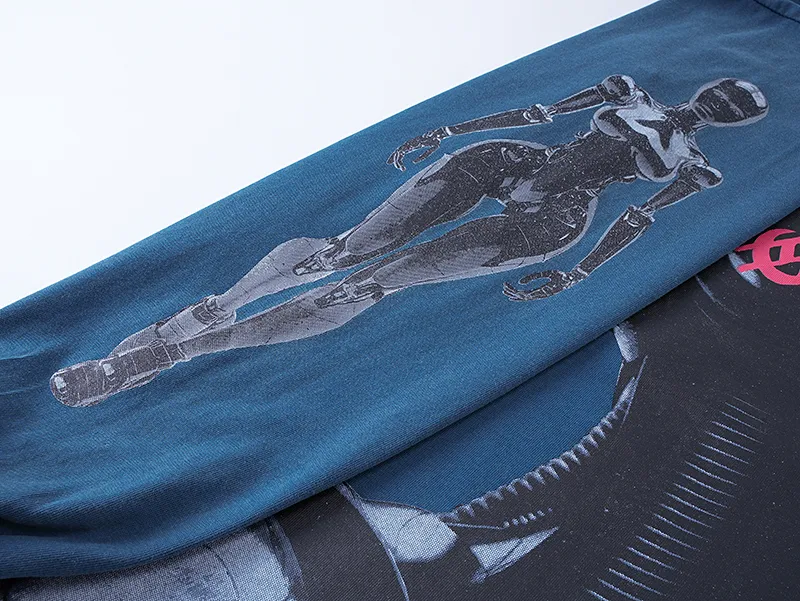 1096# P160 Washed Style Real Shot Godspeed American Fashion Rock Street Retro Washed Distressed Printed Pure Cotton Short Sleeves Fabric: 270g 32 Count Fine Cotton Double Yarn Pure Cotton Color: Washed Black Washed Blue Code Number: S M L XL