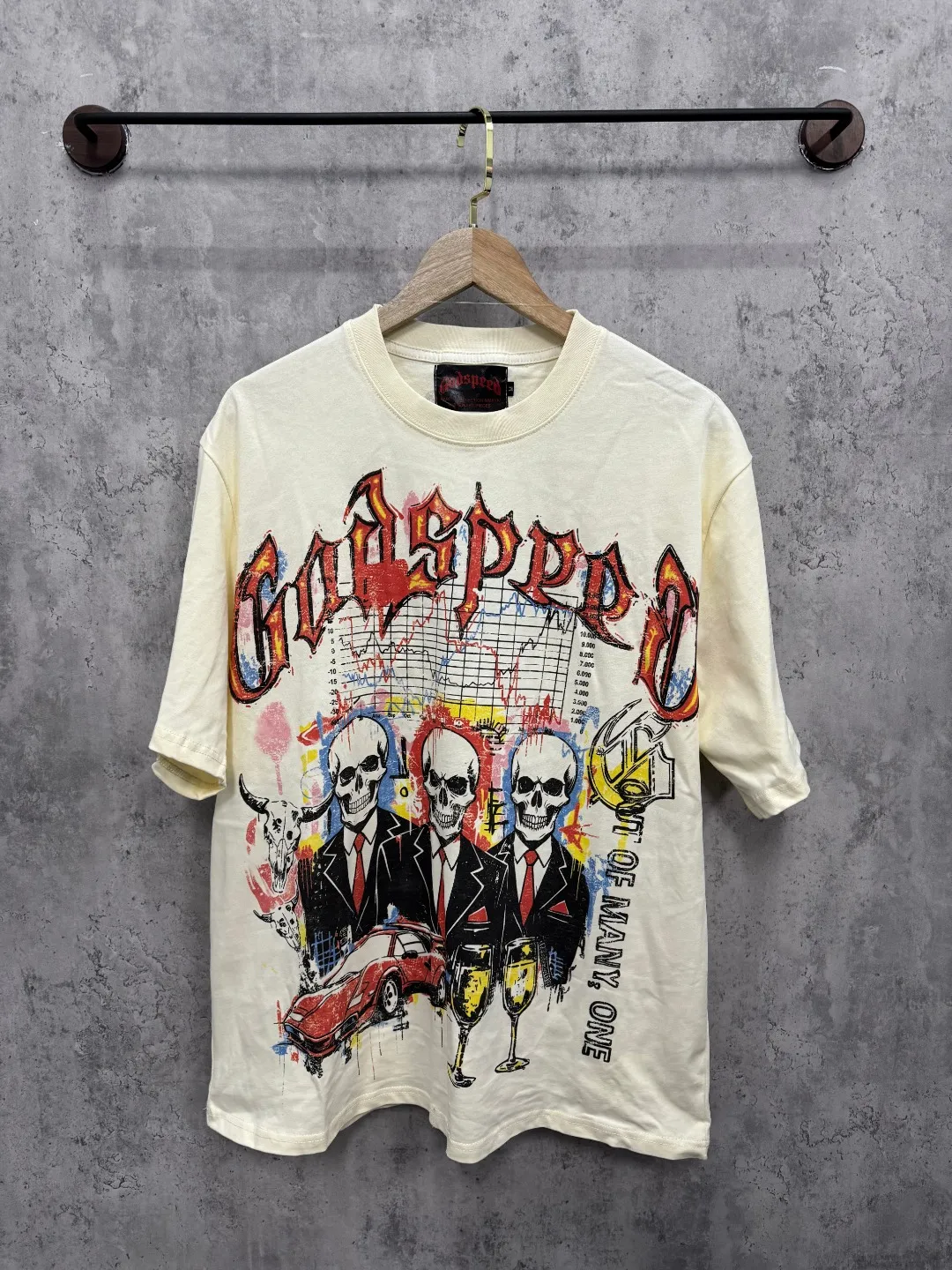 G73# ​​GodSpeed ​​white ink direct spray short sleeve S-XL size apricot P110