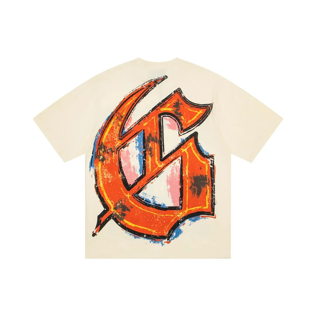 G73# ​​GodSpeed ​​white ink direct spray short sleeve S-XL size apricot P110