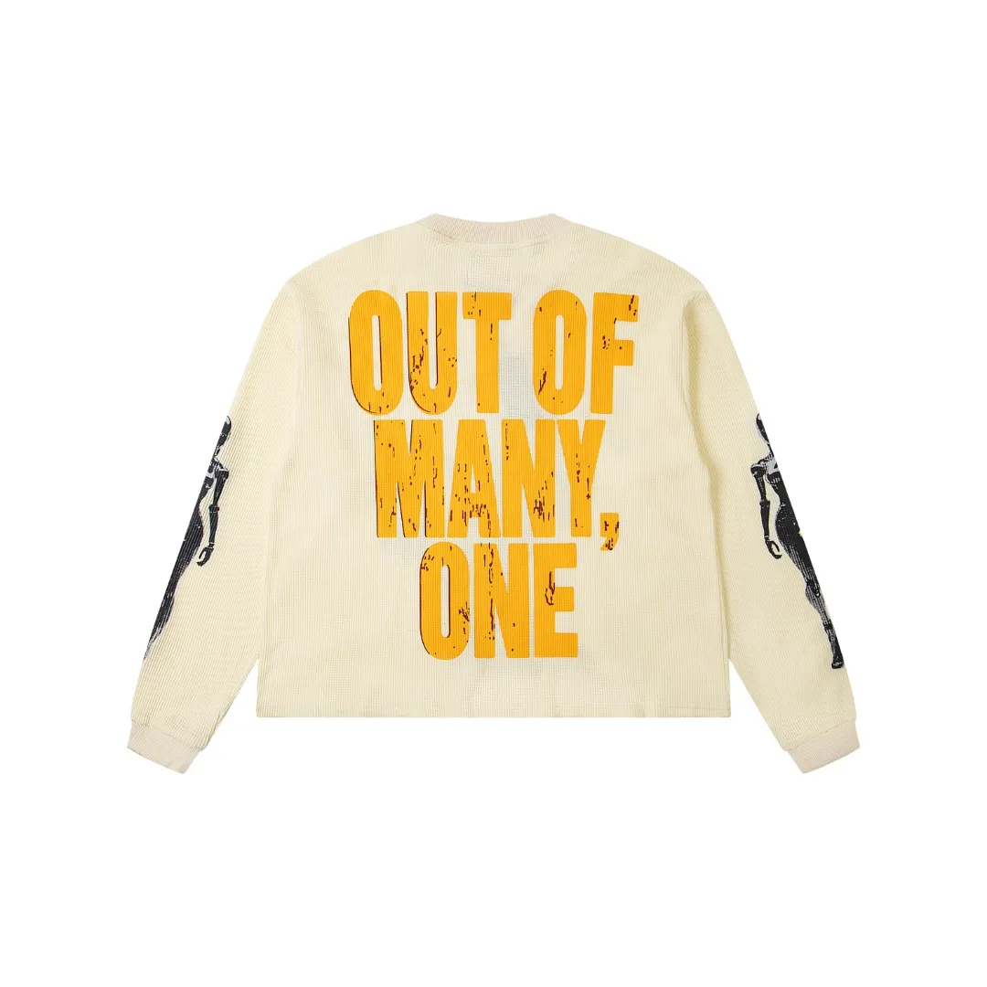 G11# GodSpeed ​​white ink direct spray long-sleeved waffle S-XL washed black P186 apricot P176