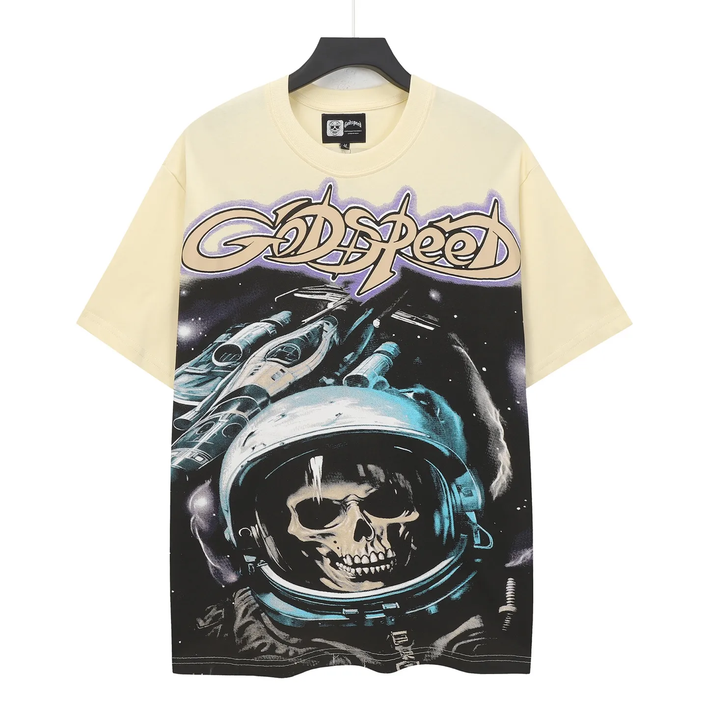 5112#apricot I P104 Godspeed cross-border American rock and roll street washed retro style short-sleeved T (craft printing) fabric (fabric) 32 count combed double yarn 240 grams weight code number (size): S-M-L-XL color (colour): apricot