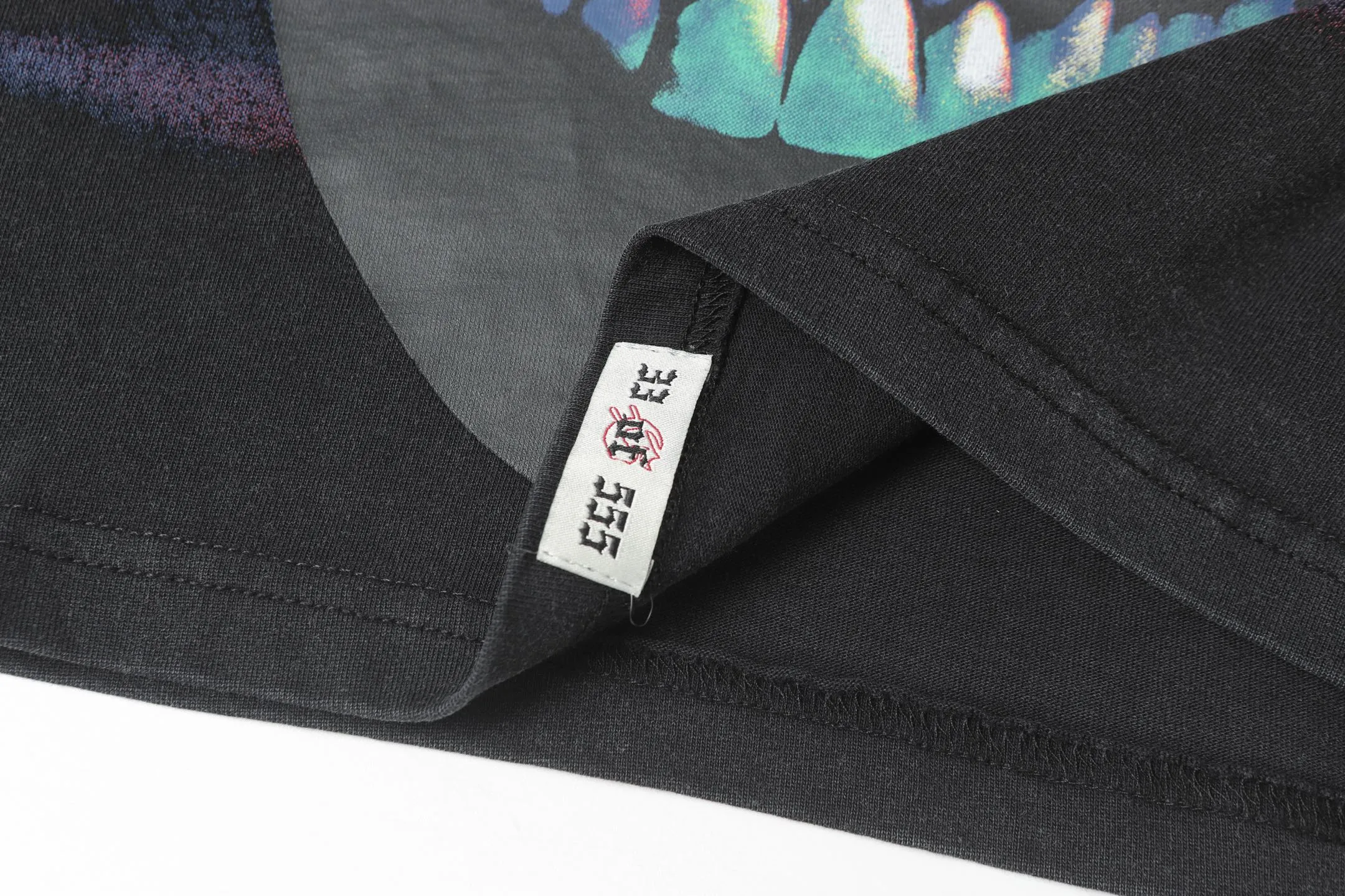6027#washed black｜P116 Godspeed cross-border American rock and roll street washed retro style short-sleeved T (craft printing) fabric (fabric): 32 count combed double yarn 250g weight size (size): S-M-L-XL color (colour): washed black 👉