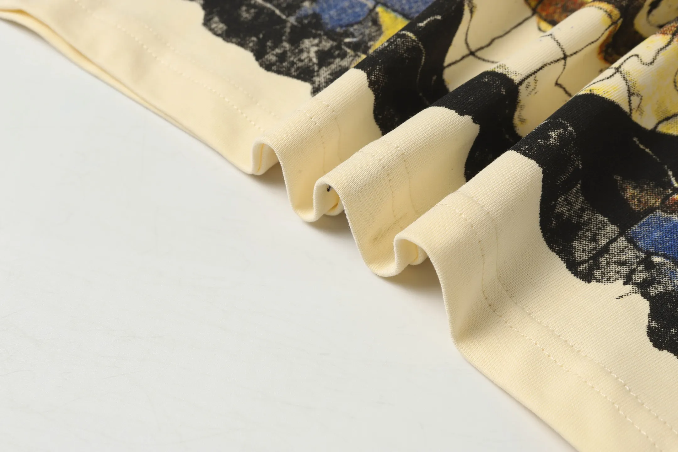 5009#Apricot｜P104 Godspeed cross-border American rock and roll street washed retro style short-sleeved T (craft printing) fabric (fabric) 32 count combed double yarn 240 grams weight code number (size): S-M-L-XL color (colour): apricot