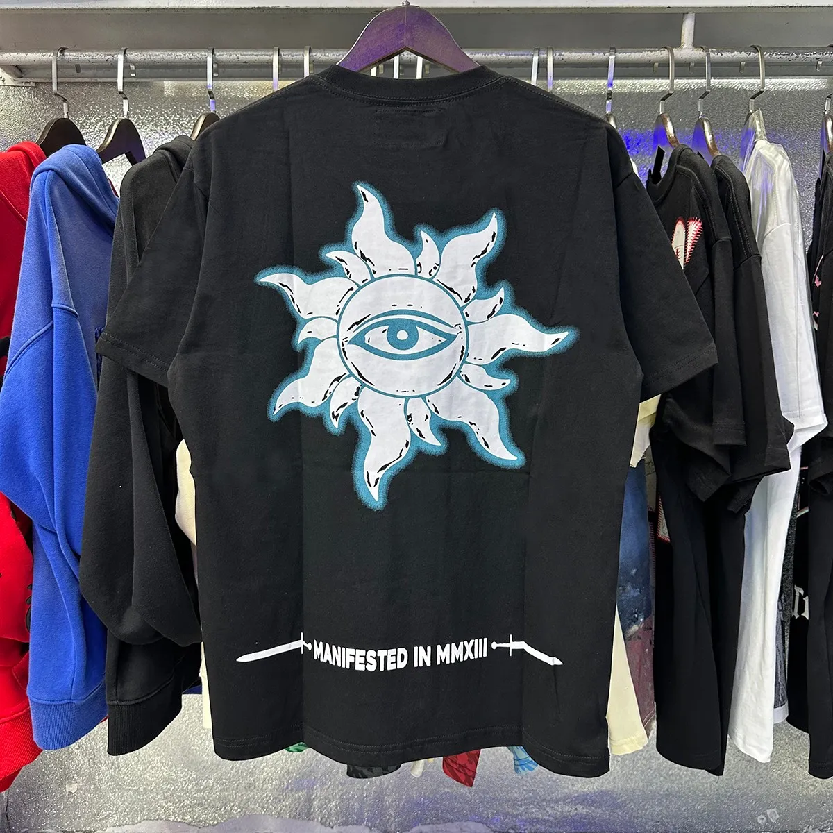 Actual photo, No. 7052, Mechao Godspeed Skeleton Marines printed high weight double yarn pure cotton casual short-sleeved T-shirt batch 110 Color: black, white; Size: S M L XL