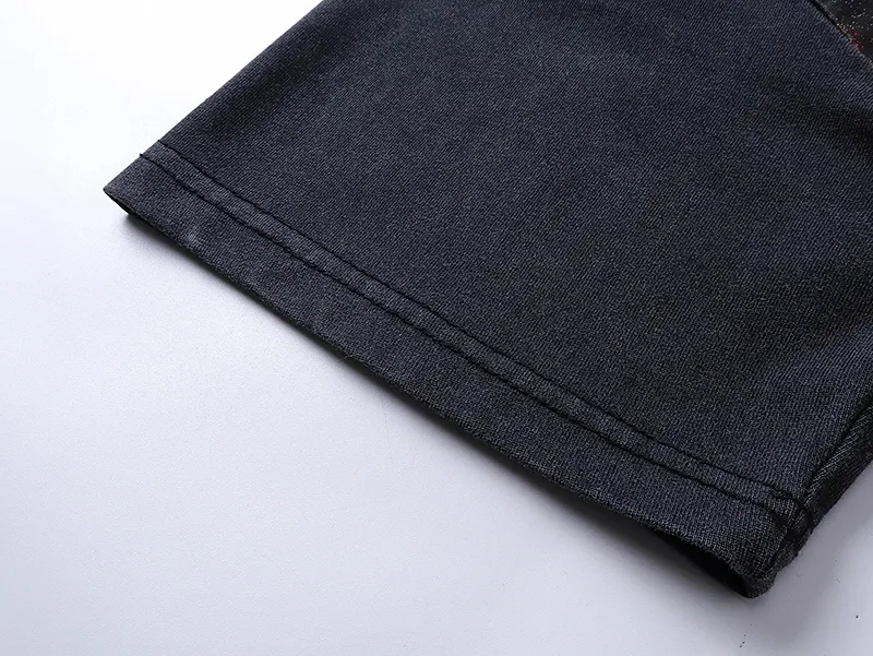 1013# P126 Washed Black Real Shot Godspeed American Fashion Rock Street Retro Washed Distressed Printed Pure Cotton Short Sleeves Fabric: 250g 32 Count Fine Cotton Double Yarn Pure Cotton Color: Washed Black Size: S M L XL