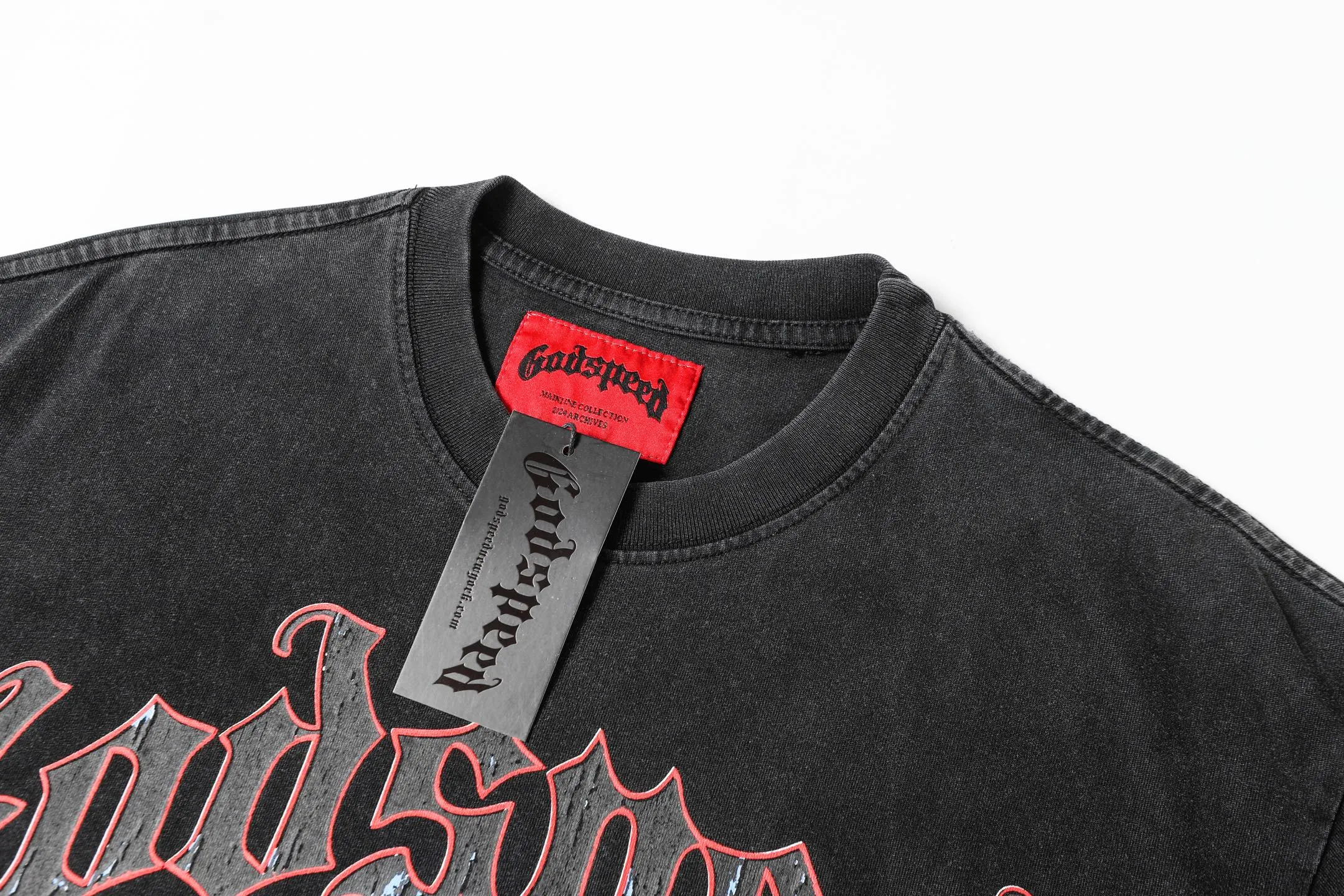 6021# Washed Black｜P116 Godspeed cross-border American rock and roll street washed retro style short-sleeved T (craft print) Fabric (fabric): 32 count combed double yarn 250 grams weight Size (size): S-M-L-XL Color (colour): Washed black 👉