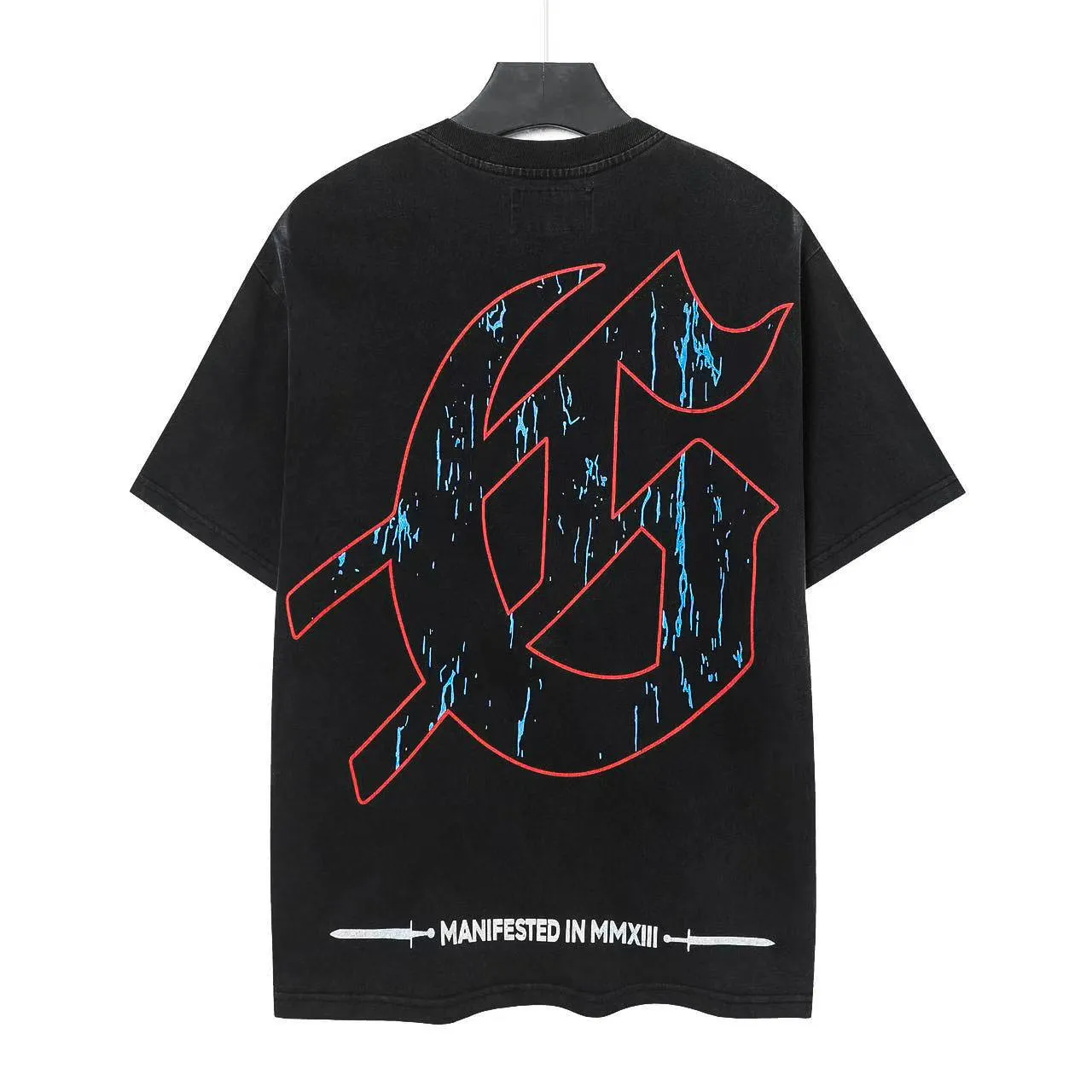 6021# Washed Black｜P116 Godspeed cross-border American rock and roll street washed retro style short-sleeved T (craft print) Fabric (fabric): 32 count combed double yarn 250 grams weight Size (size): S-M-L-XL Color (colour): Washed black 👉