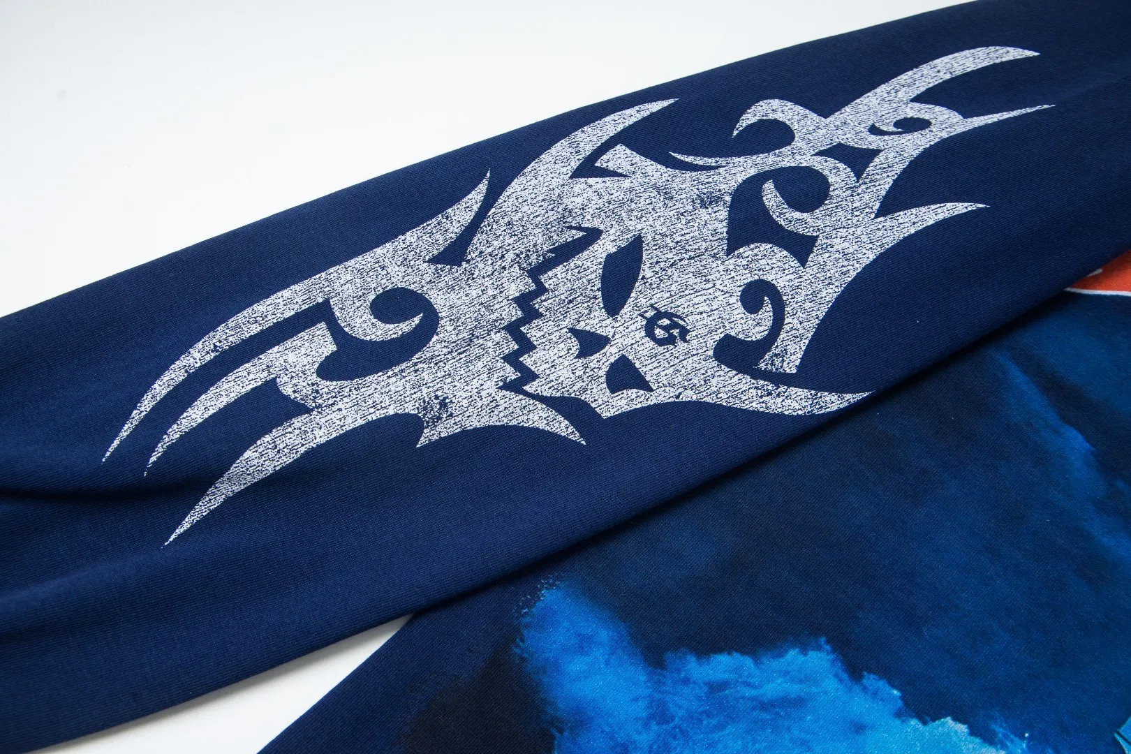 G46# GodSpeed ​​white ink direct spray washed long sleeve S-XL size black (washed) P156 blue (washed) P156