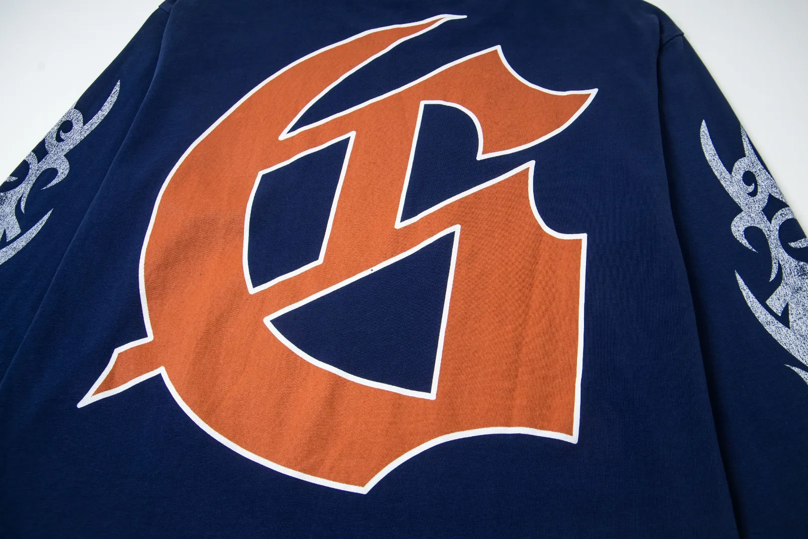 G46# GodSpeed ​​white ink direct spray washed long sleeve S-XL size black (washed) P156 blue (washed) P156
