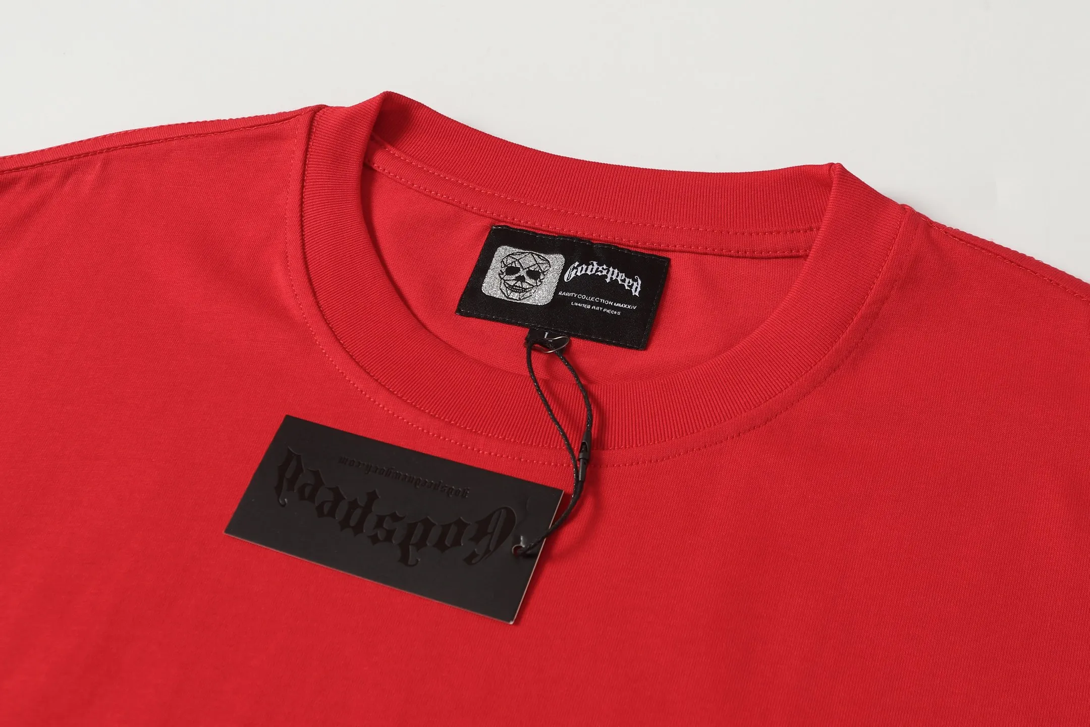52💰5092#China Red/Klein Blue I Godspeed cross-border American rock and roll street wash retro style short-sleeved T (craft printing) fabric (fabric): 32 count combed double yarn 240 grams weight code (size): S-M-L-XL color (colour): Chinese red/Klein blue