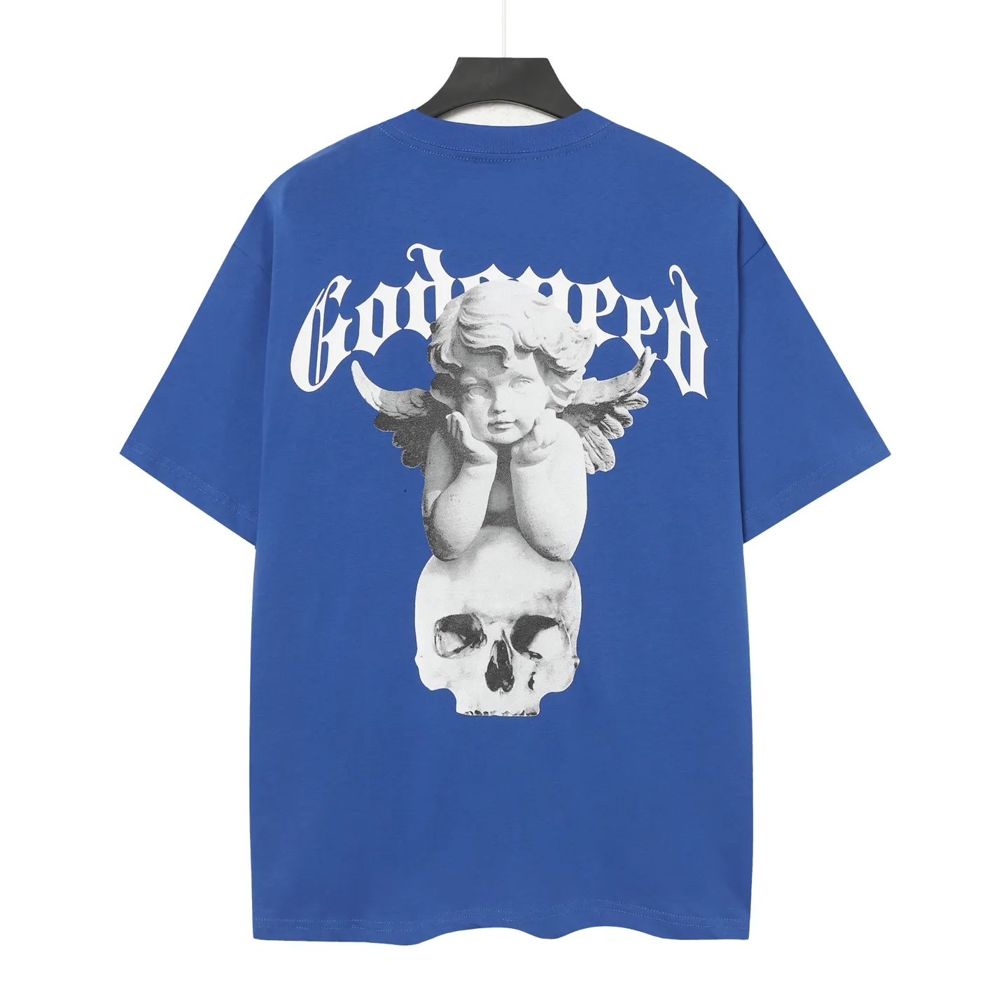 52💰5092#China Red/Klein Blue I Godspeed cross-border American rock and roll street wash retro style short-sleeved T (craft printing) fabric (fabric): 32 count combed double yarn 240 grams weight code (size): S-M-L-XL color (colour): Chinese red/Klein blue