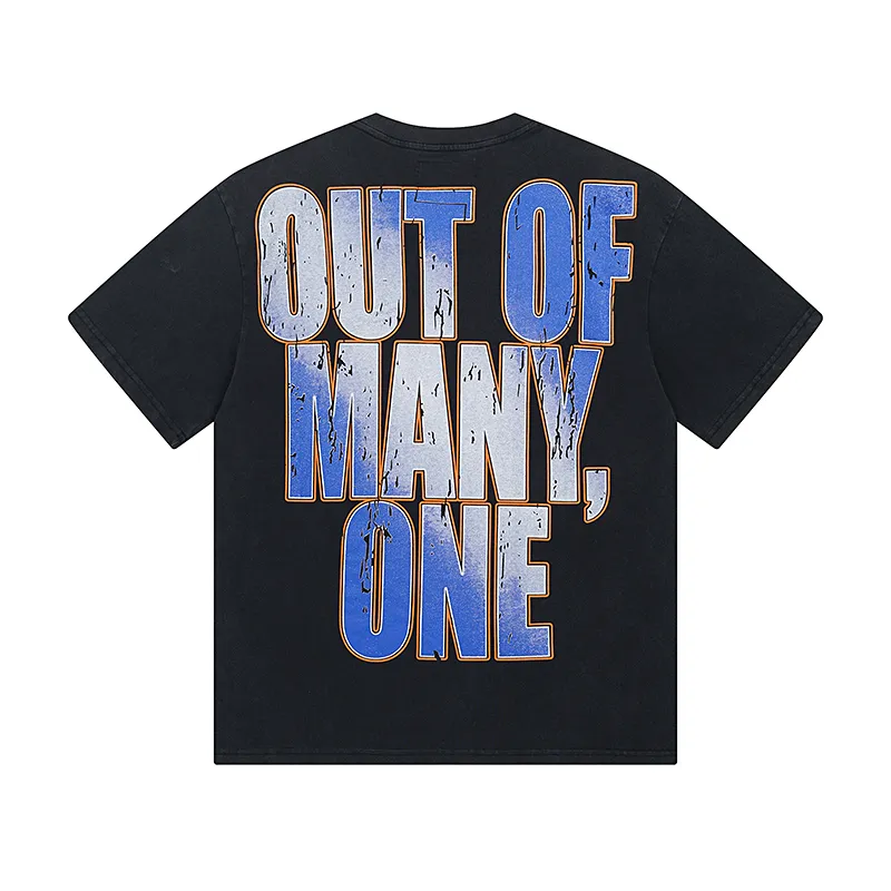 1010# P126 Washed model Real shot Godspeed American fashion rock street retro washed distressed printed cotton short sleeves Fabric: 250g 32 count fine cotton double yarn pure cotton Color: washed black washed blue Code number: S M L XL