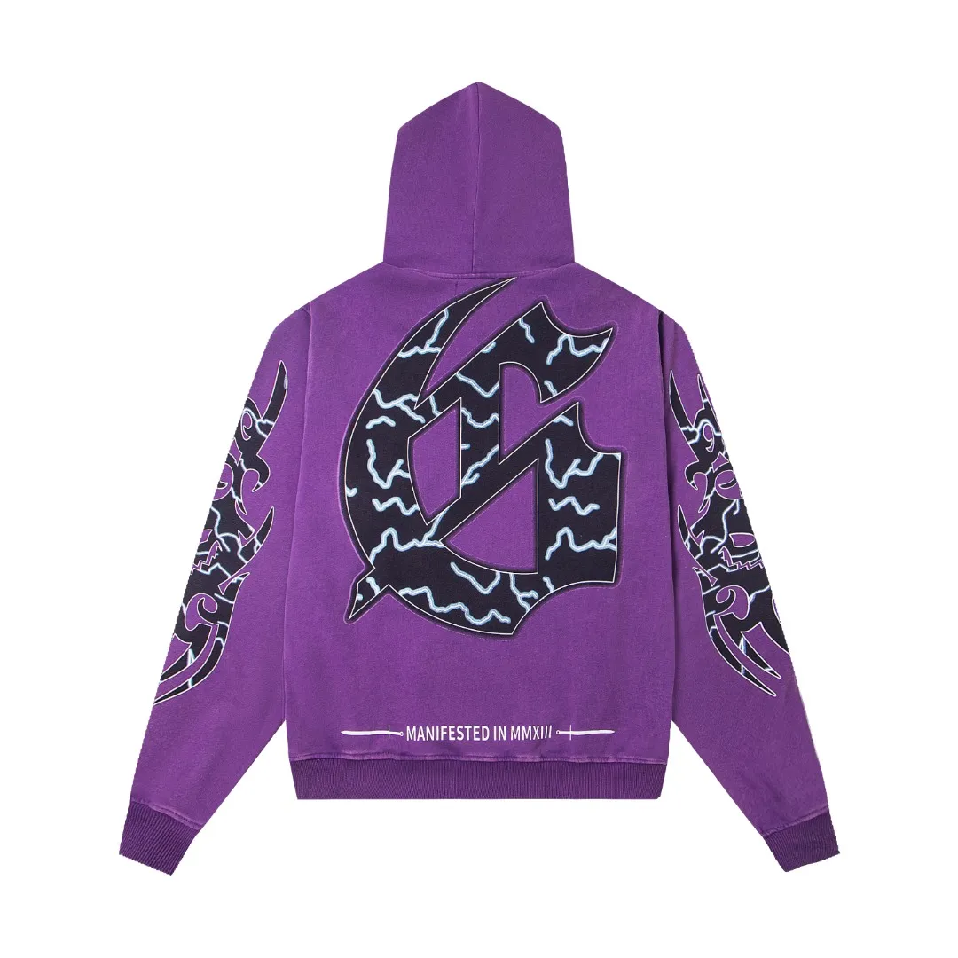 G51# GodSpeed ​​white ink direct spray sweatshirt Size S-XL Purple (washed) P236 Apricot P226