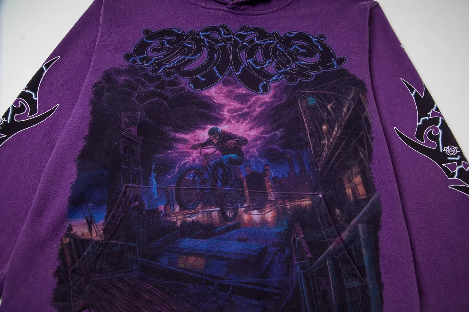 G51# GodSpeed ​​white ink direct spray sweatshirt Size S-XL Purple (washed) P236 Apricot P226