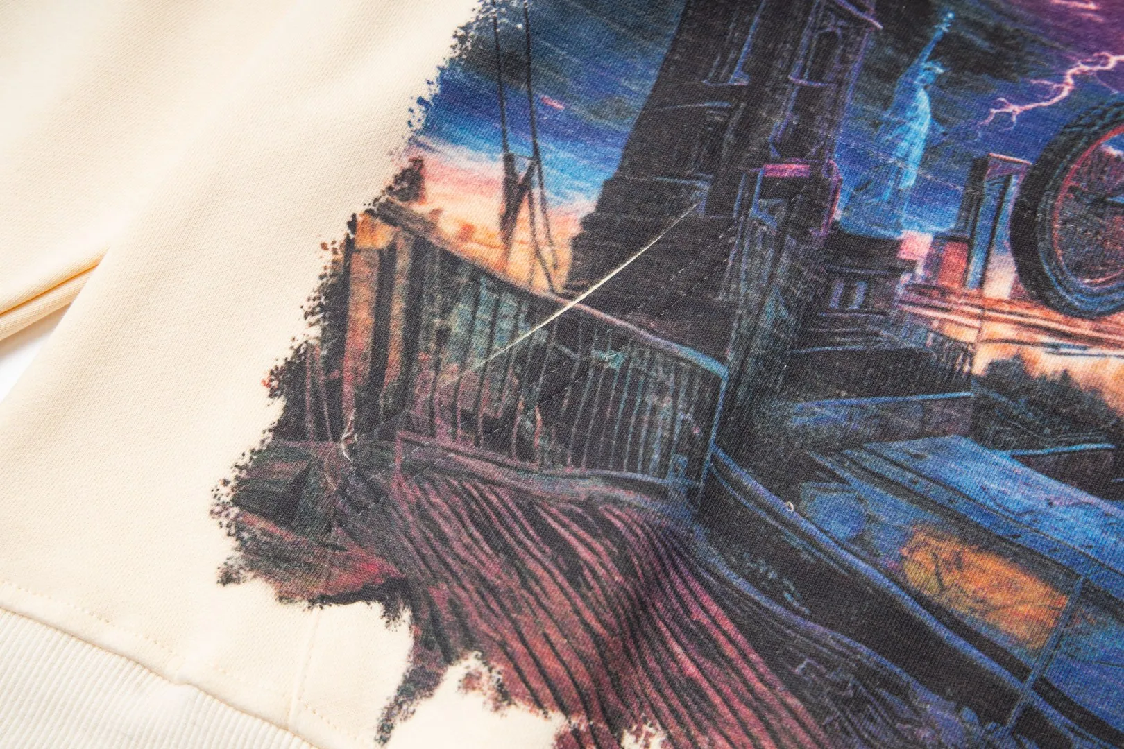 G51# GodSpeed ​​white ink direct spray sweatshirt Size S-XL Purple (washed) P236 Apricot P226