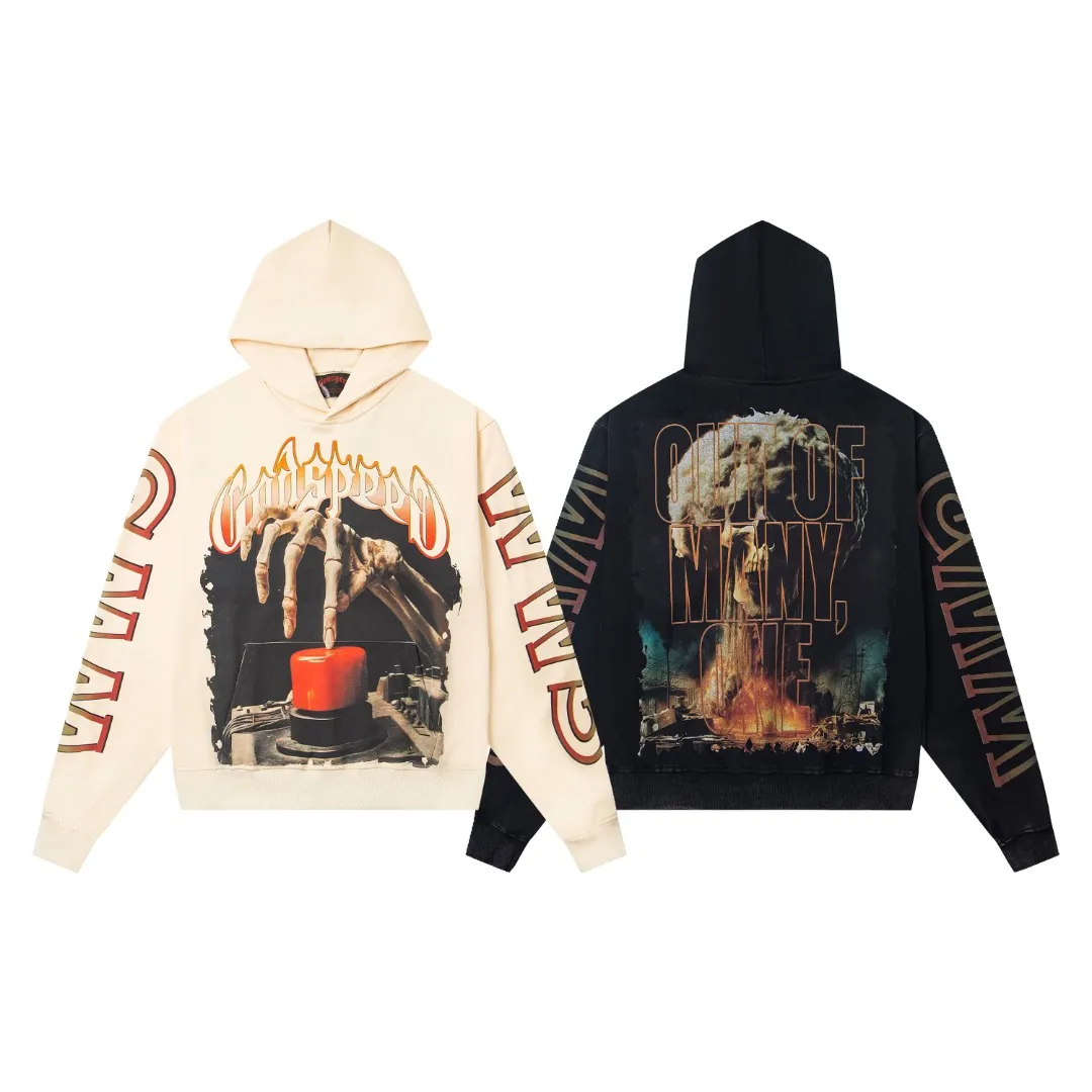 G41# GodSpeed ​​white ink direct spray sweatshirt S-XL washed black P236 apricot P226