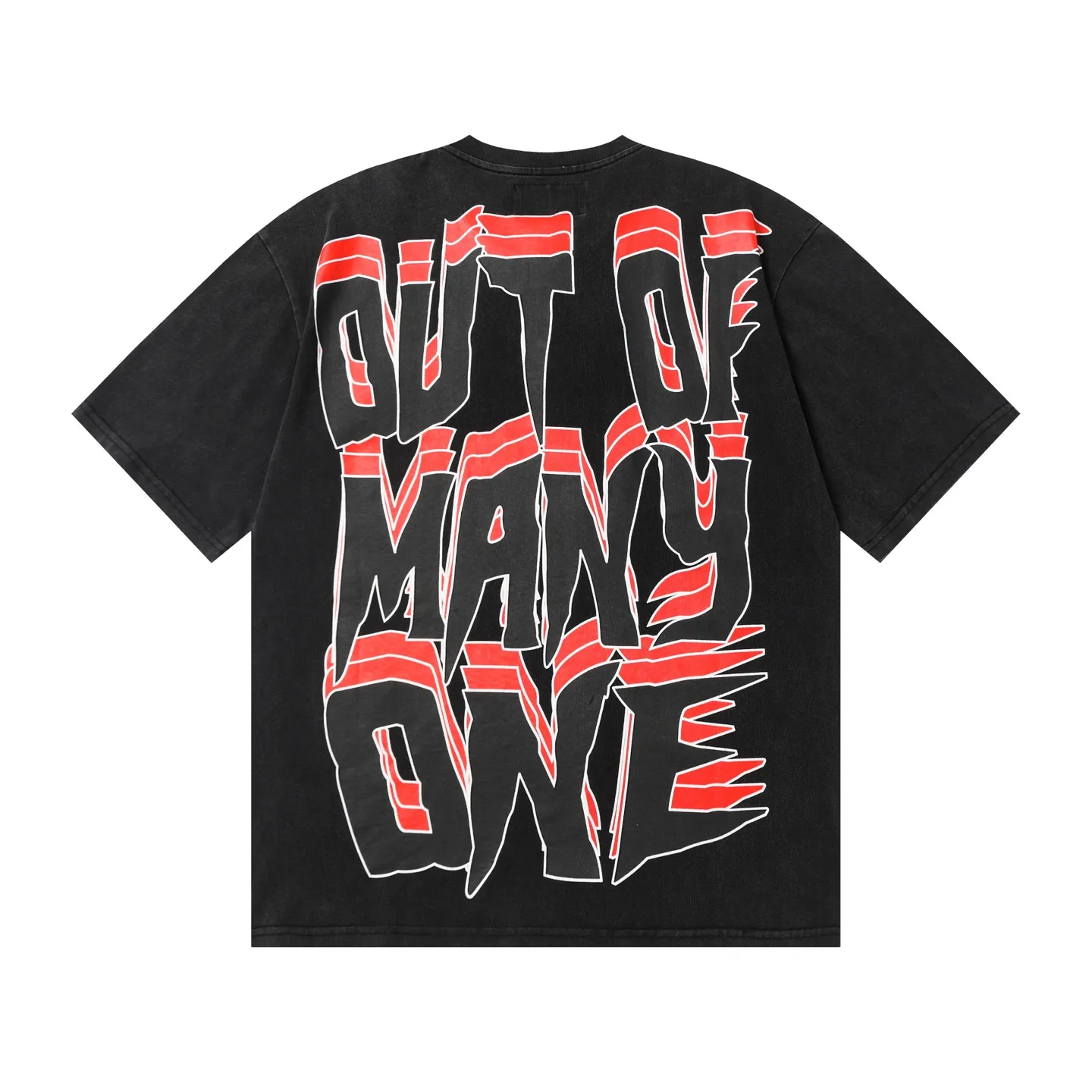 6002# washed black｜P116 Godspeed cross-border American rock and roll street washed retro style short-sleeved T (craft print) fabric (fabric): 32 count combed double yarn 250 grams weight code number (size): S-M-L-XL color (colour): washed black