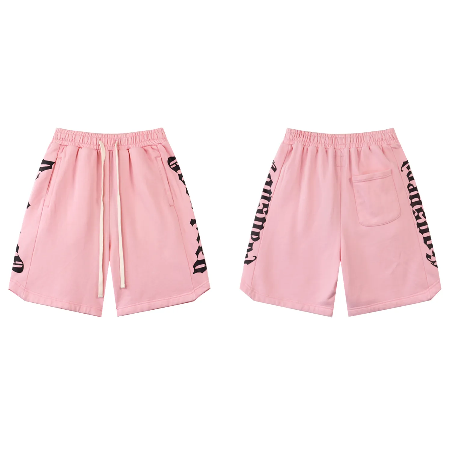 💰150 Style number: BR 8779 Fabric: 380g washed, real shot, beautiful and fashionable Godspeed printed high-quality double yarn casual fashion brand washed distressed spliced ​​shorts Color; wash black wash blue wash pink Size: S M L XL