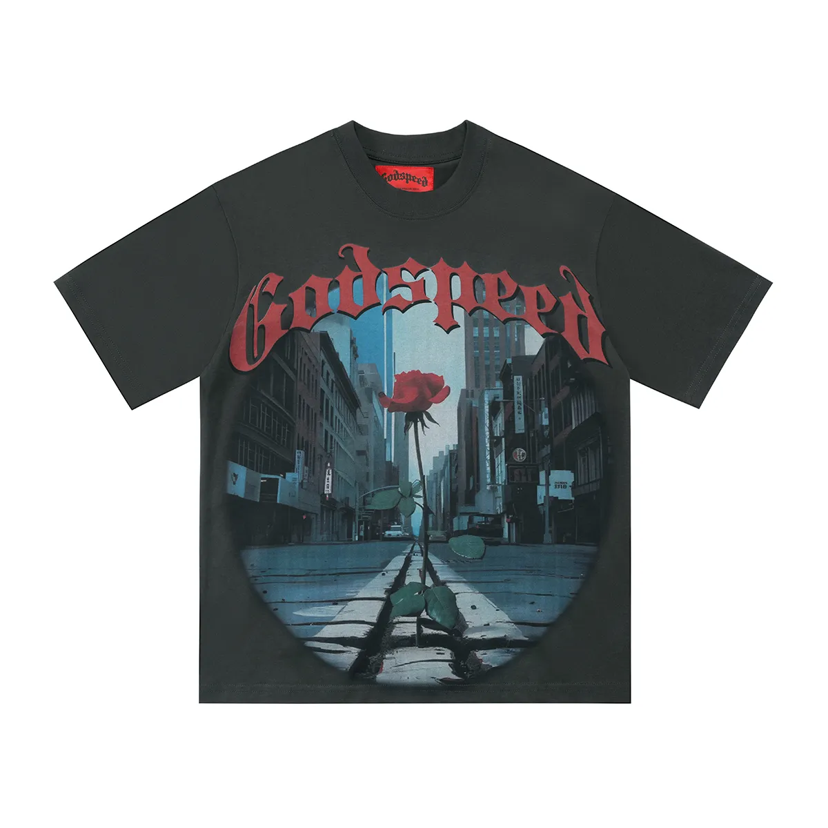 Godspeed high-quality white ink direct-printed short-sleeved P110 printing without glue, very breathable, S-XL loose fit