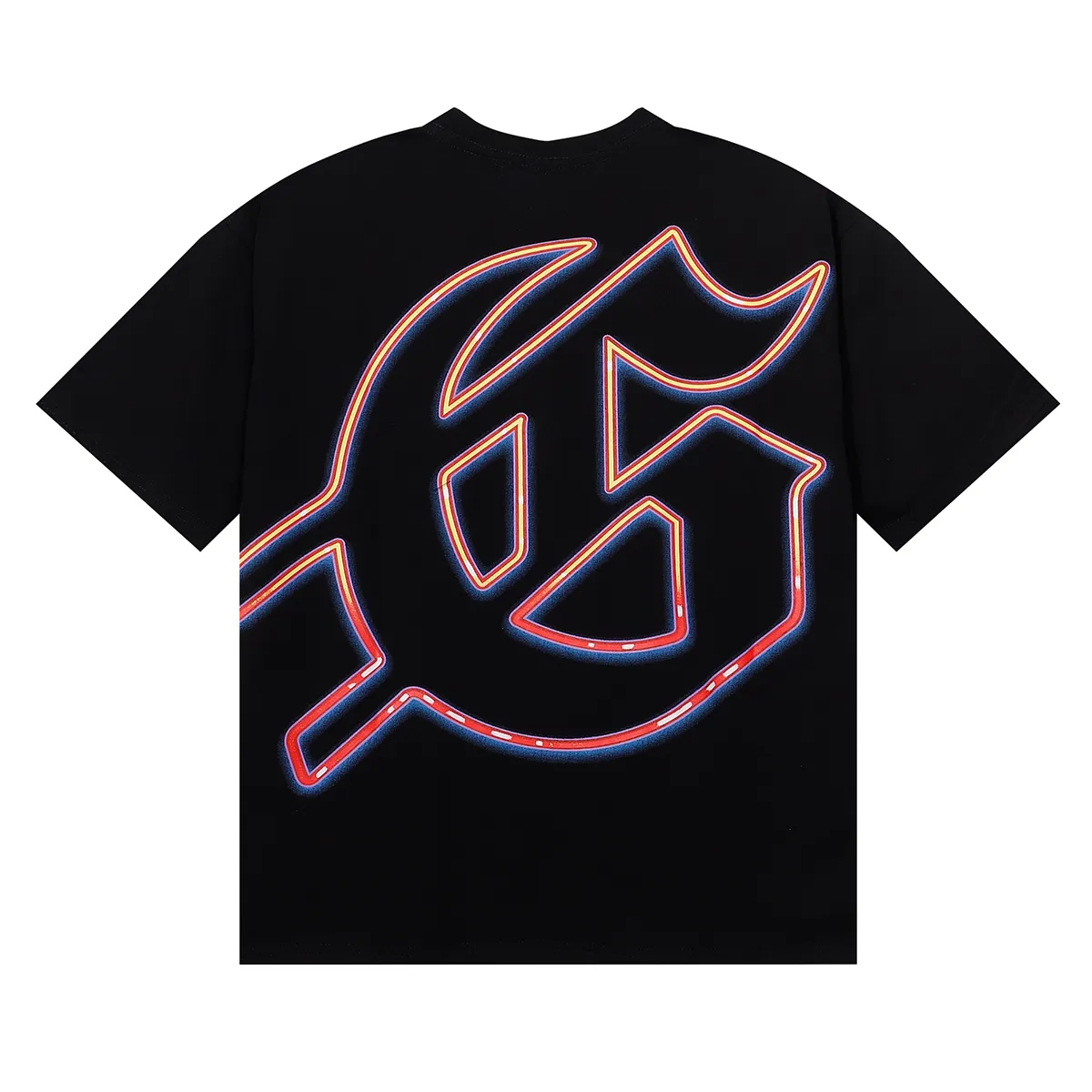 Batch 106, No. 7083, American fashion Godspeed skull racing print high quality double yarn pure cotton casual short-sleeved T-shirt Color: black, white, pink; Size: S M L XL