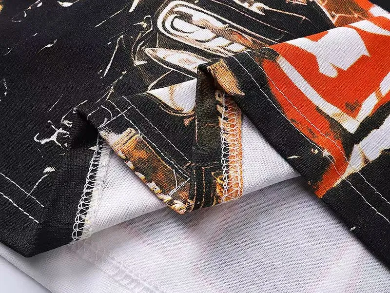 5036# White ｜P104 Godspeed cross-border American rock and roll street washed retro style short-sleeved T (craft printing) fabric (fabric): 32 counts combed double yarn 240 grams weight code number (size): S-M-L-XL color (colour): white 👉 👉