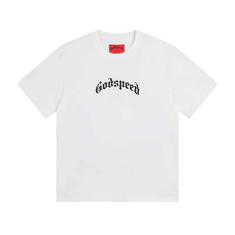 3019# P110 Real shot Godspeed American trendy rock street retro loose printed cotton short sleeves Fabric: 240g 32 count fine cotton double yarn pure cotton Color: off-white apricot Size: S M L XL
