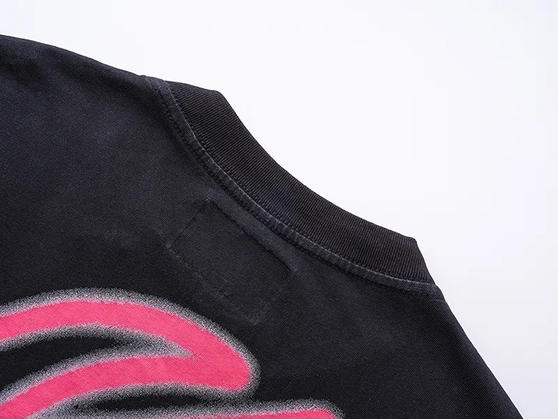 1052# P126 Washed Black Real Shot Godspeed American Fashion Rock Street Retro Washed Distressed Printed Cotton Short Sleeves Fabric: 250g 32 Count Fine Cotton Double Yarn Pure Cotton Color: Washed Black Size: S M L XL