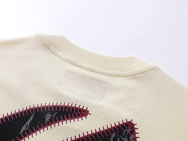 3017# P110 Real shot Godspeed American fashion rock street retro loose printed cotton short sleeves Fabric: 240g 32 count fine cotton double yarn pure cotton Color: apricot Size: S M L XL
