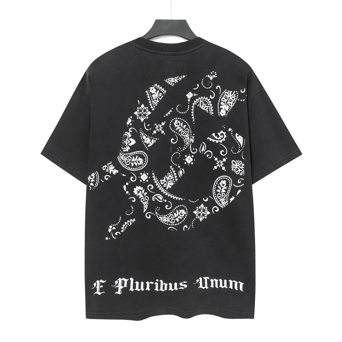 6003#washed black｜P116 Godspeed cross-border American rock and roll street washed retro style short-sleeved T (craft printing) fabric (fabric): 32 count combed double yarn 250g weight code number (size): S-M-L-XL color (colour): washed black