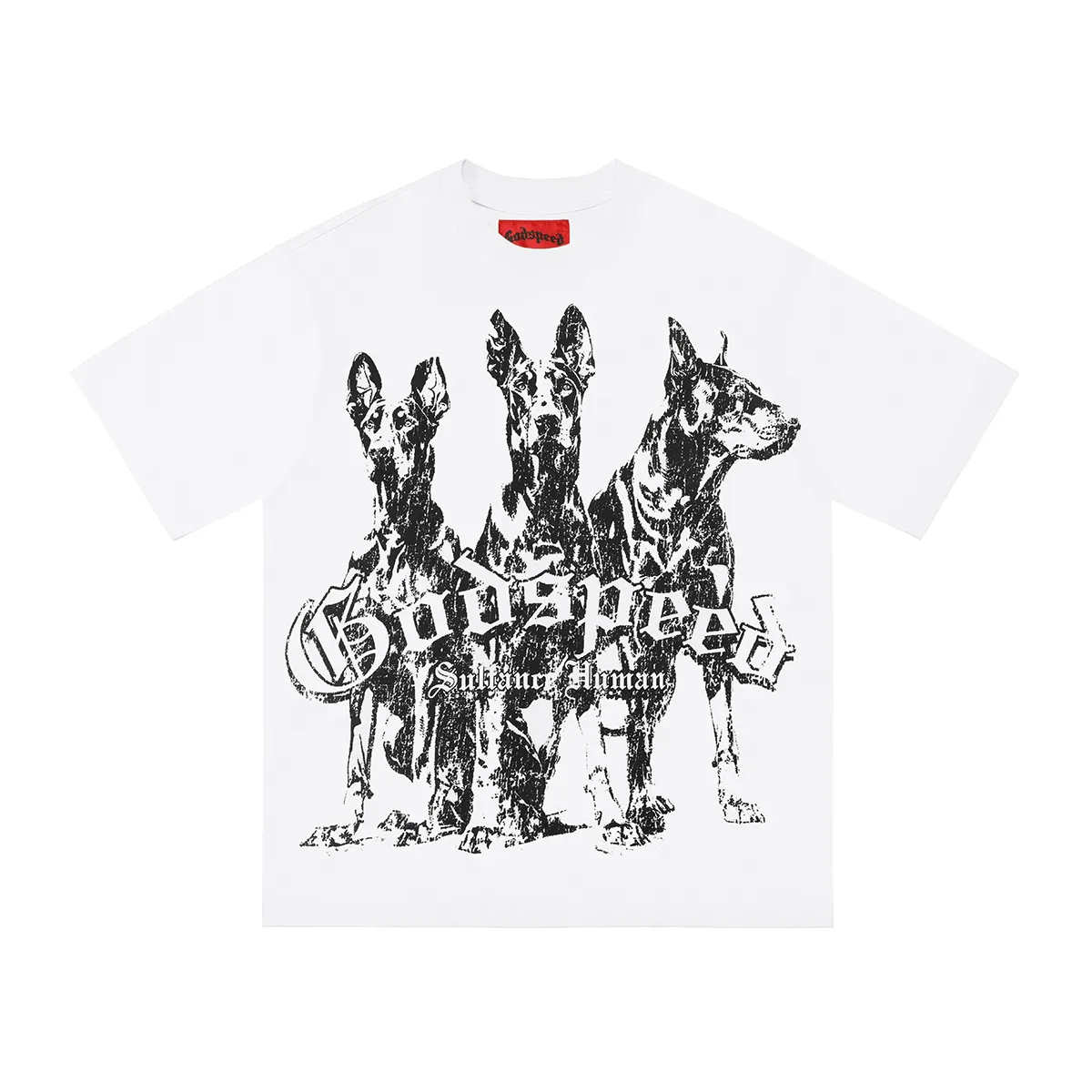 Godspeed high-quality full-body white ink direct-jet short-sleeved P110 full-body printing, no glue-like printing, very breathable, S-XL loose fit