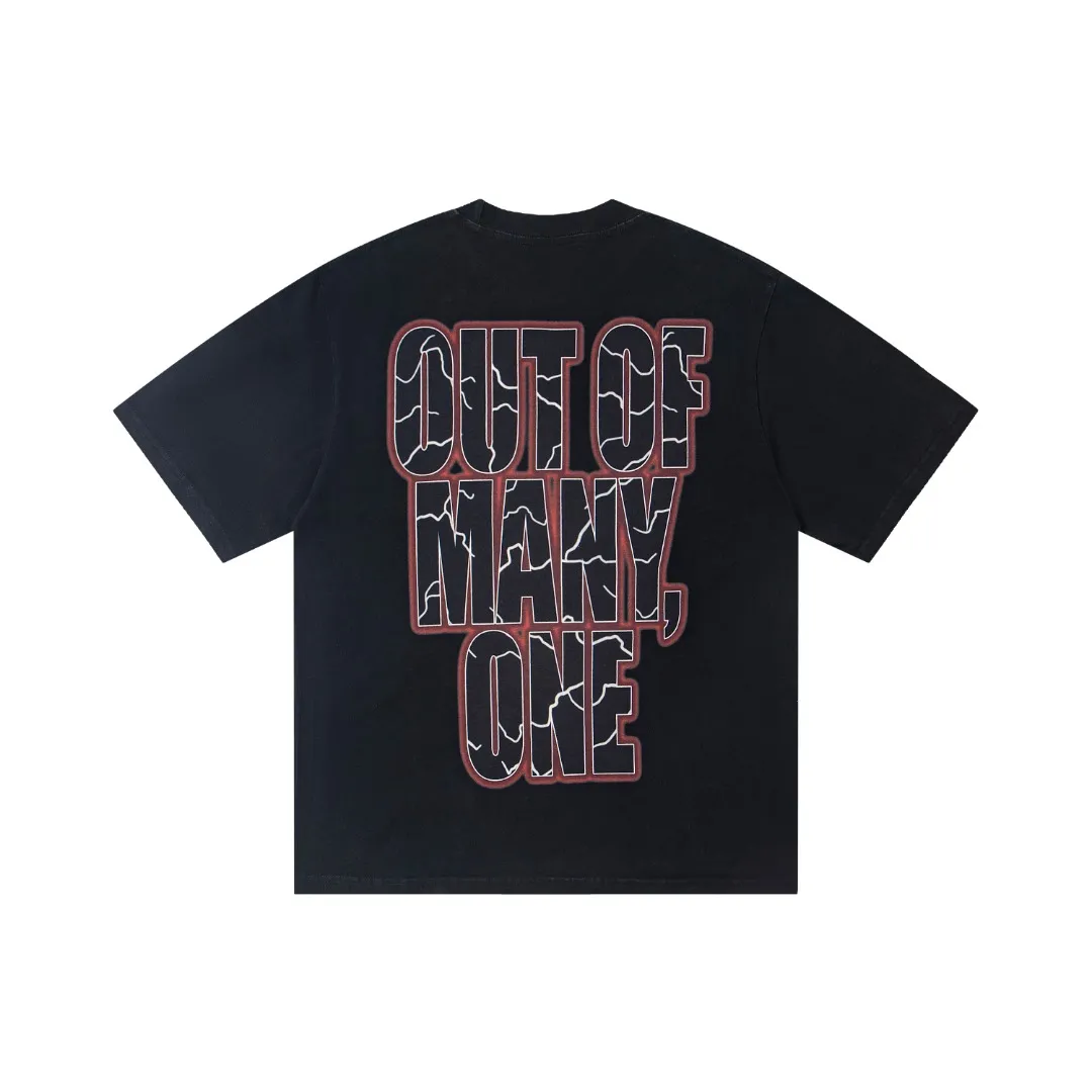 G29# GodSpeed ​​white ink direct spray washed short-sleeved S-XL size black (washed) P126