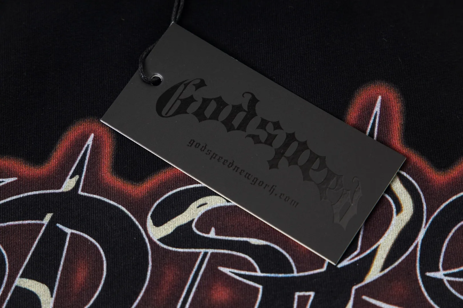 G29# GodSpeed ​​white ink direct spray washed short-sleeved S-XL size black (washed) P126