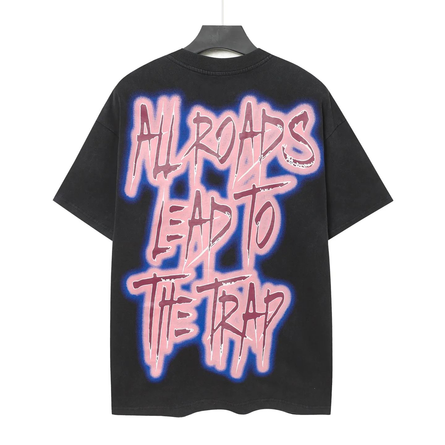 6088#washed black｜P116 Godspeed cross-border American rock and roll street washed retro style short-sleeved T (craft printing) fabric (fabric): 32 count combed double yarn 250g weight size (size): S-M-L-XL color (colour): washed black 👉 👉