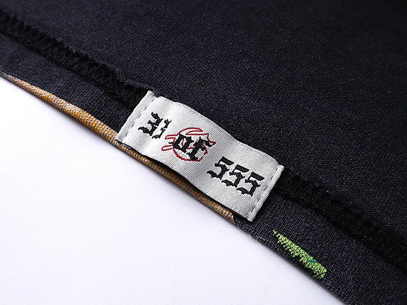1009# P126 Washed Black Real Shot Godspeed American Fashion Rock Street Retro Washed Distressed Printed Cotton Short Sleeves Fabric: 250g 32 Count Fine Cotton Double Yarn Pure Cotton Color: Washed Black Size: S M L XL