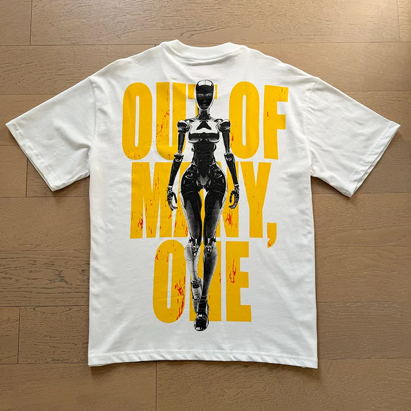 3021# P110 Real shot Godspeed American fashion rock street retro loose printed cotton short sleeves Fabric: 240g 32 count fine cotton double yarn pure cotton Color: off-white apricot Size: S M L XL