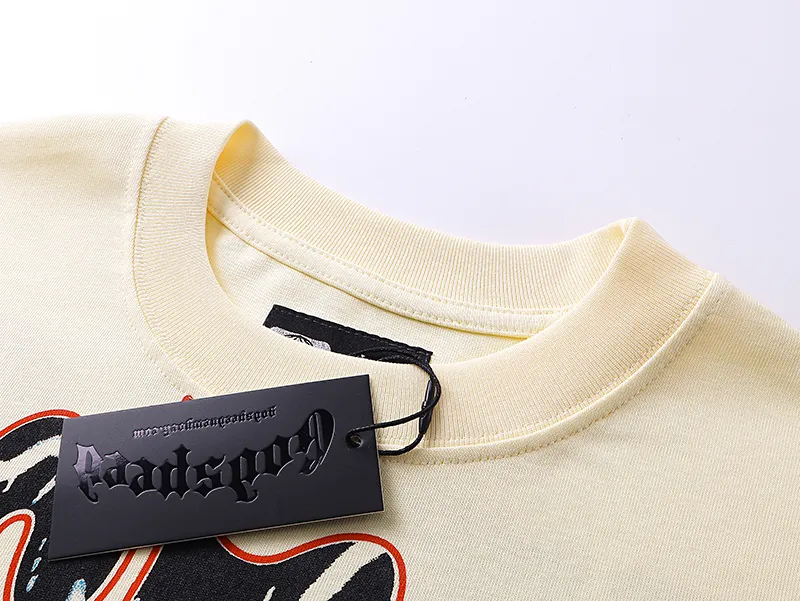 3101# P140 Real shot of Godspeed American fashion rock street pure cotton loose bottoming long-sleeved T-shirt long T-shirt Fabric: 270g 32-count fine cotton double yarn pure cotton Color: off-white Size: S M L XL