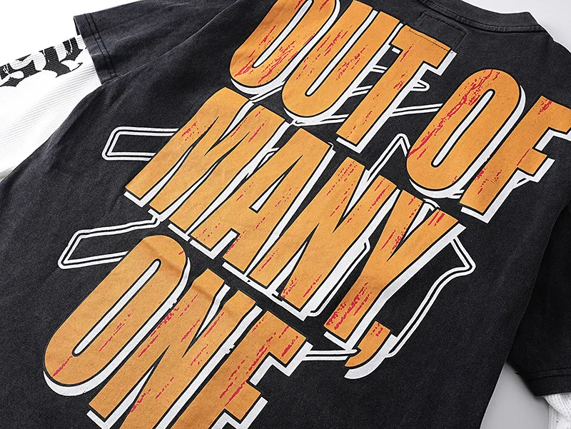 1153# P170 Real shot of Godspeed American fashion street retro washed and distressed fake two-piece pure cotton long T. Fabric: 270g 32 count fine cotton double yarn pure cotton Color: washed black washed blue code number: S M L XL