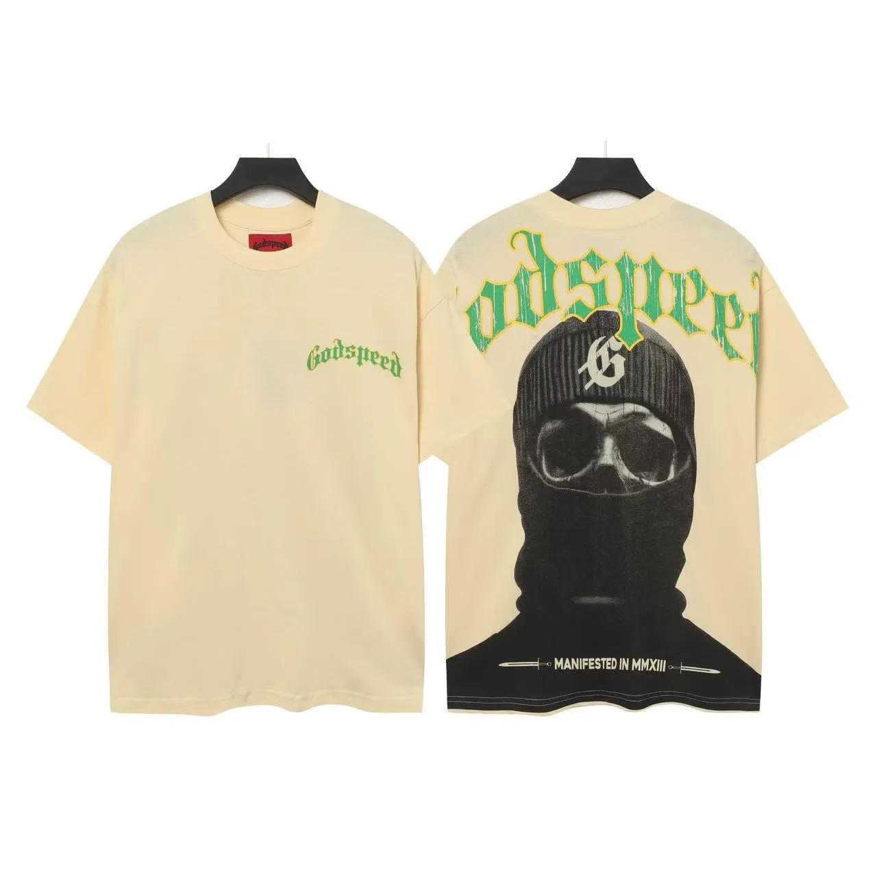 5050##White: Apricot｜P104 Godspeed cross-border American rock and roll street washed retro style short-sleeved T (craft printing) fabric (fabric): 32-count combed double yarn 240 grams weight code number (size): S-M-L-XL color (colour): white, apricot,