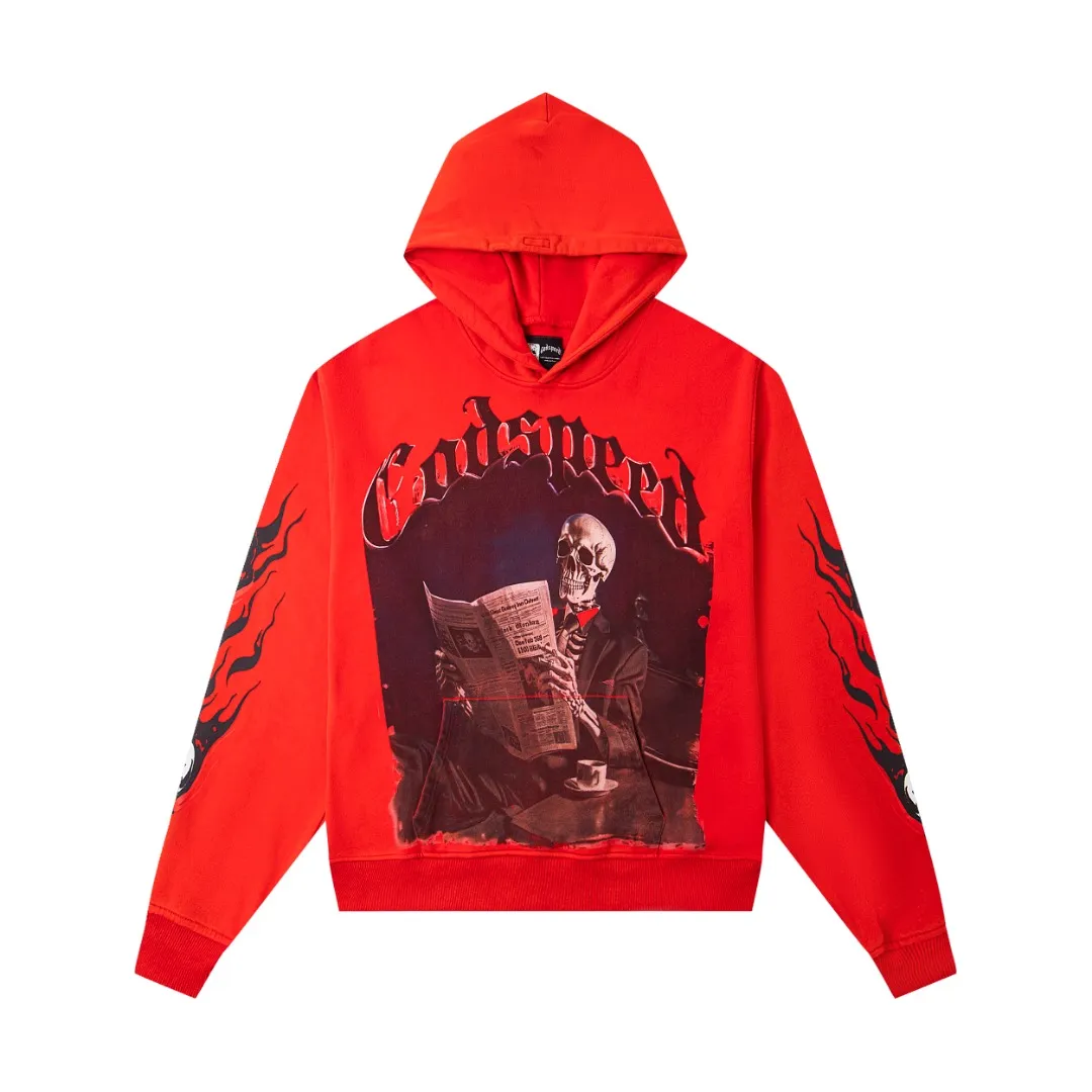 G03# GodSpeed ​​white ink direct spray sweatshirt S-XL washed black, red P236 apricot P226