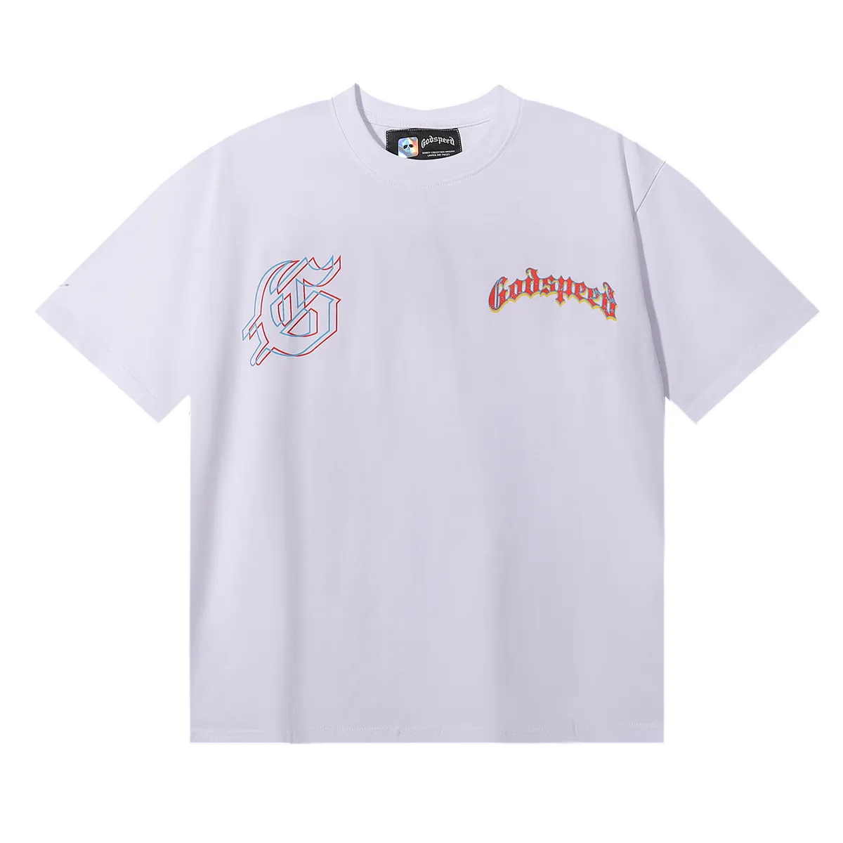 No. 7023, Mechao Godspeed Western skull denim cactus print high quality double yarn pure cotton casual short-sleeved T-shirt batch 110 Color: black, white, purple; Size: S M L XL