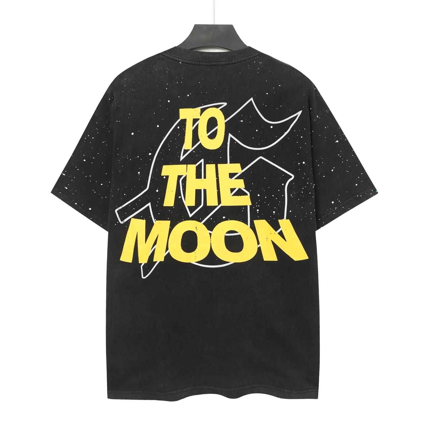 6062#washed black｜P116 Godspeed cross-border American rock and roll street washed retro style short-sleeved T (craft printing) fabric (fabric): 32 count combed double yarn 250g weight code number (size): S-M-L-XL color (colour): washed black 👉