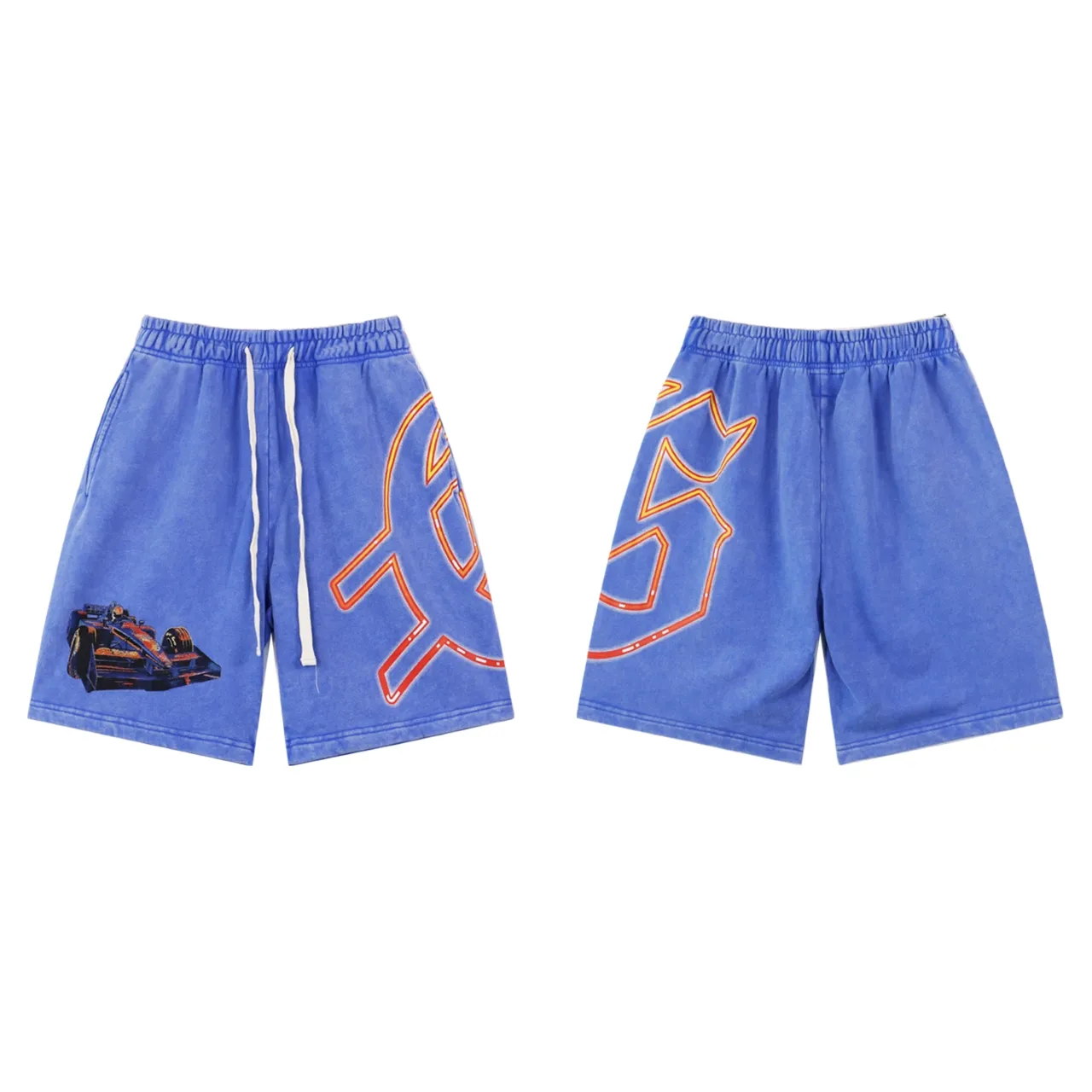 💰150 Style number: BR 8776 Fabric: 380g washed, real shot, beautiful and fashionable Godspeed printed high-quality double yarn casual fashion brand washed distressed shorts Color; washed black, washed blue, code number: S M L XL