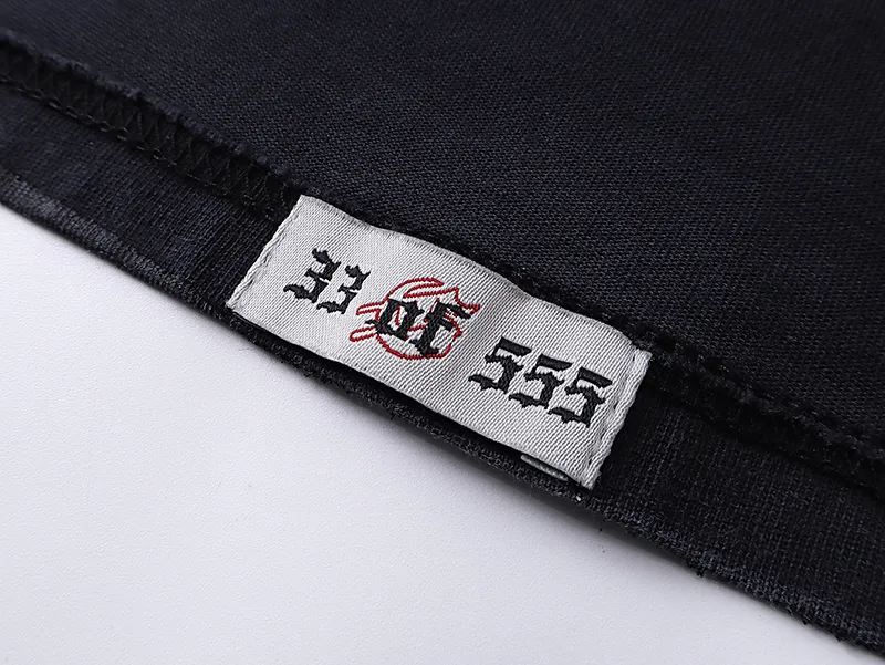 1016# P126 Washed Style Real Shot Godspeed American Fashion Rock Street Retro Washed Distressed Printed Cotton Short Sleeves Fabric: 250g 32 Count Fine Cotton Double Yarn Pure Cotton Color: Washed Black Size: S M L XL