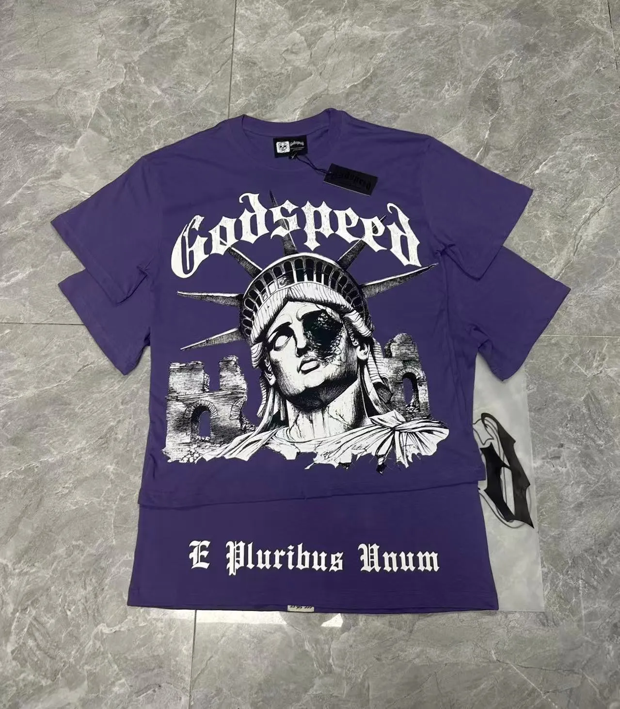 5086#vine purple/apricot color｜P104 Godspeed cross-border American rock and roll street washed retro style short-sleeved T (craft printing) fabric (fabric) 32 count combed double yarn 240 grams weight code number (size): S-M-L-XL color (colour): apricot/vine purple