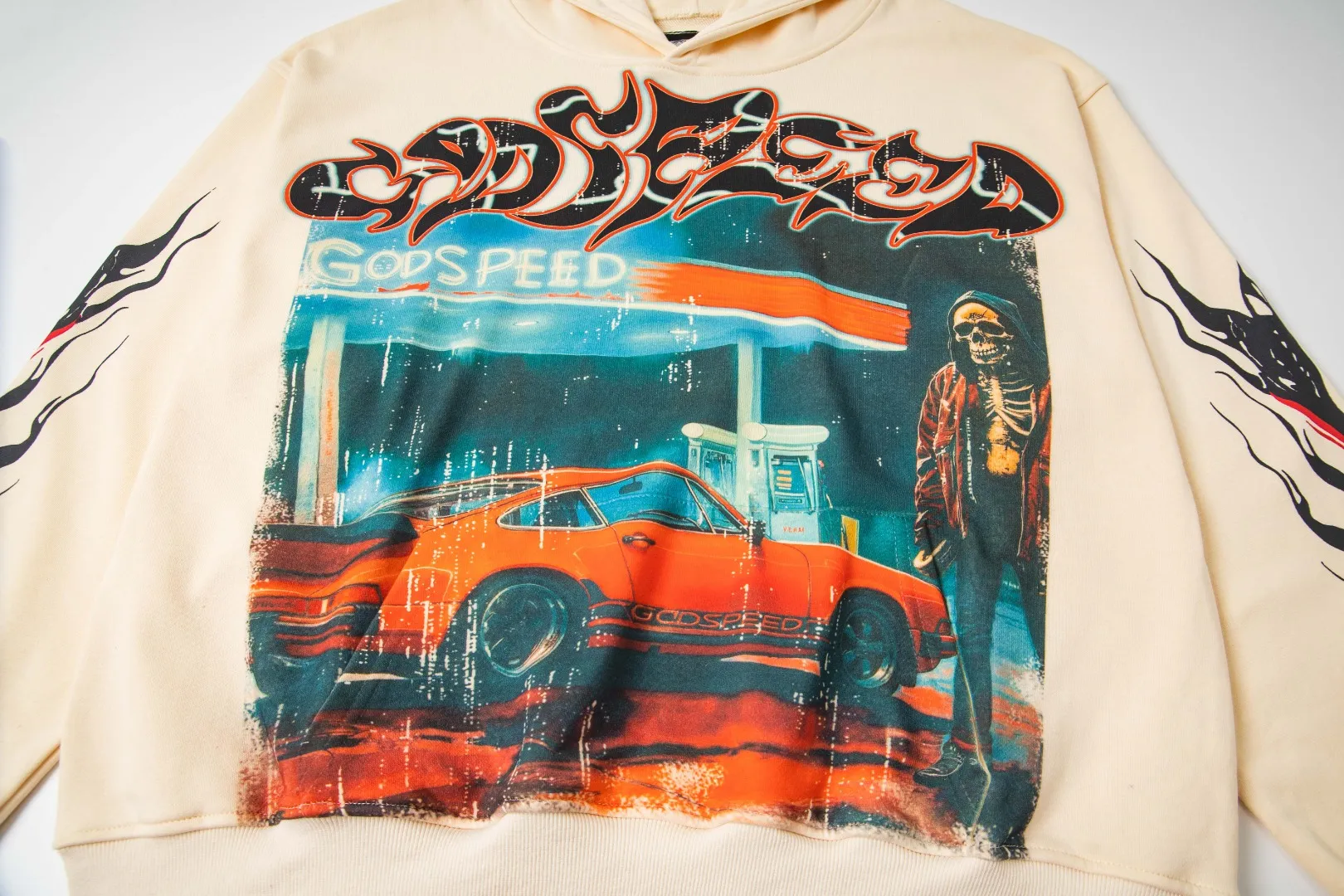 G20# GodSpeed ​​white ink direct spray sweatshirt S-XL apricot P226