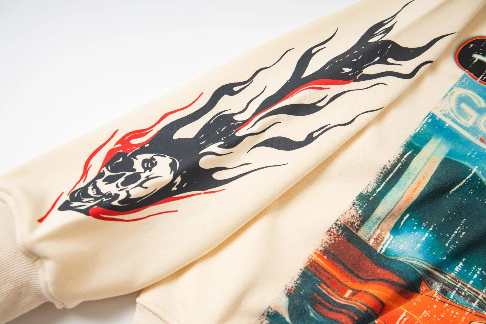 G20# GodSpeed ​​white ink direct spray sweatshirt S-XL apricot P226