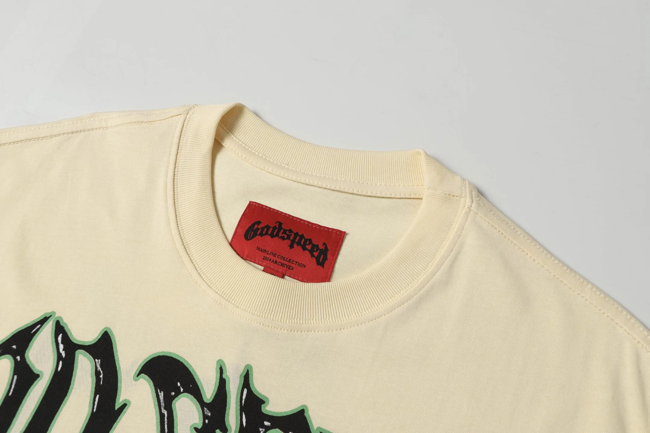 5067#Apricot | P104 Godspeed cross-border American rock and roll street washed retro style short-sleeved T (craft printing) fabric (fabric) 32-count combed double yarn 240 grams weight code number (size): S-M-L-XL color (colour): apricot