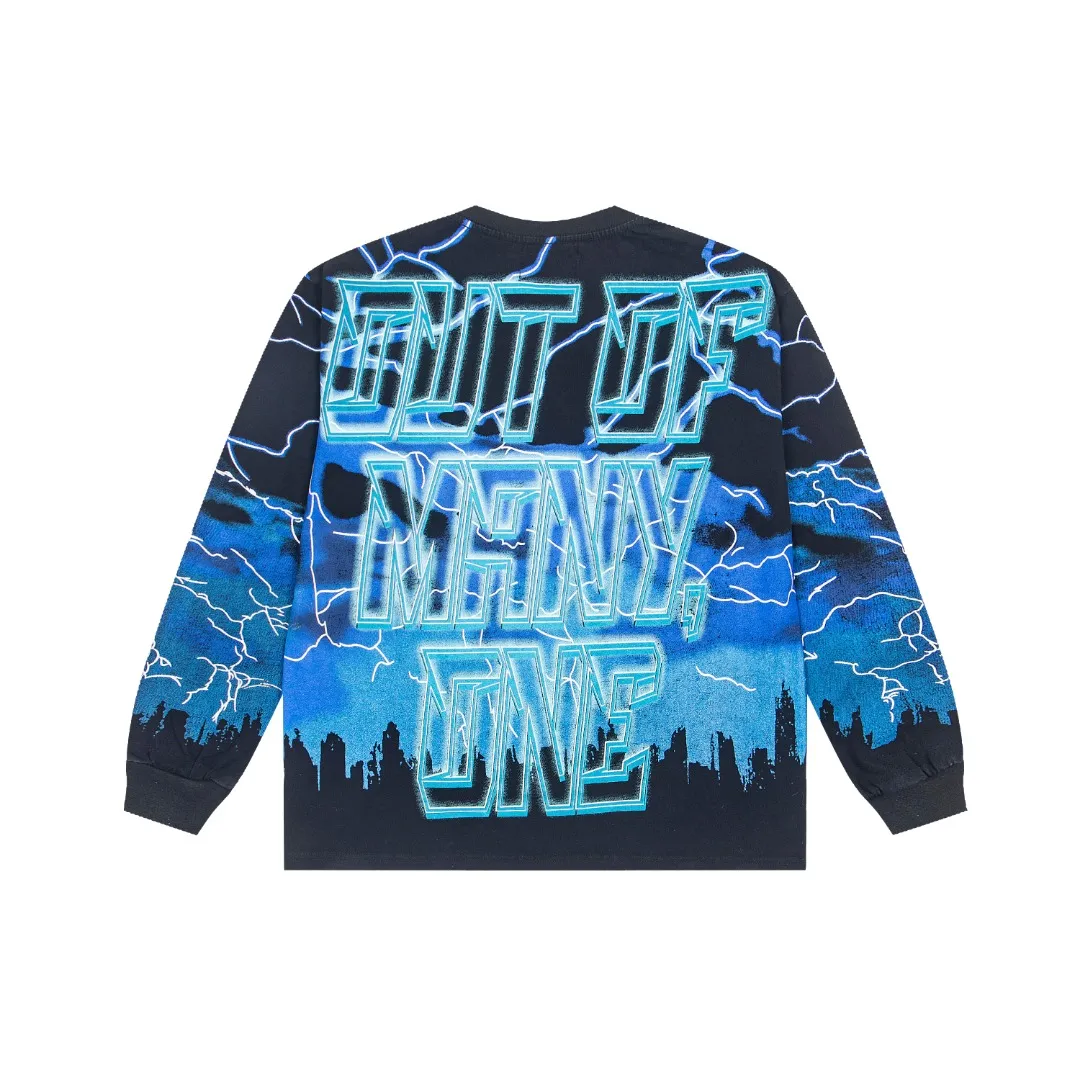 G57# GodSpeed ​​HD printed washed long sleeve S-XL size black red black blue black yellow P166